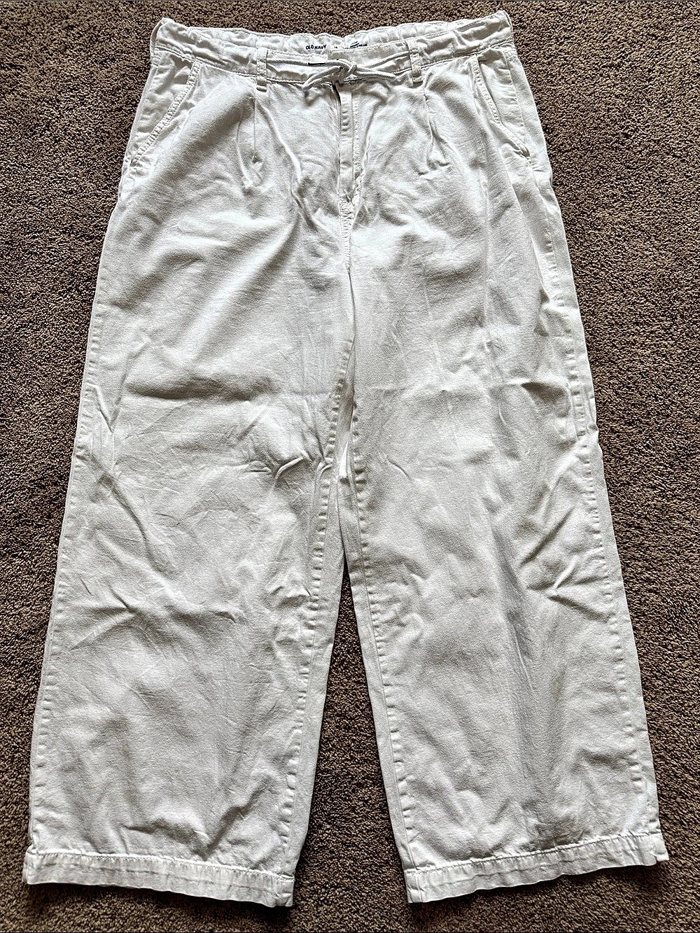 Old Navy High-Rise Drapey Drawcord Wide-Leg Pants White 16
